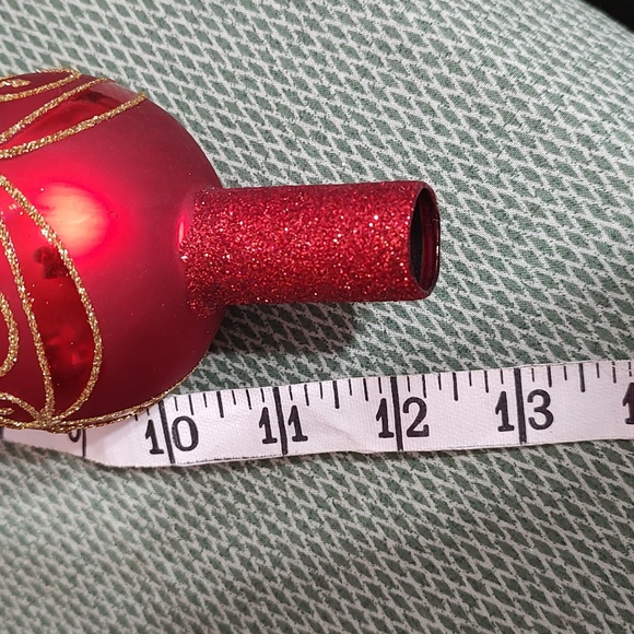 Double Ball Tree Topper Final Gold Glitter Satin Red Paintes Base - Picture 6 of 11